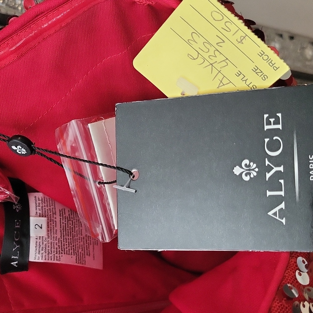 NWT Designer Strapless Little Red Sequin Dress By Alyce Paris💃 - Picture 5 of 5